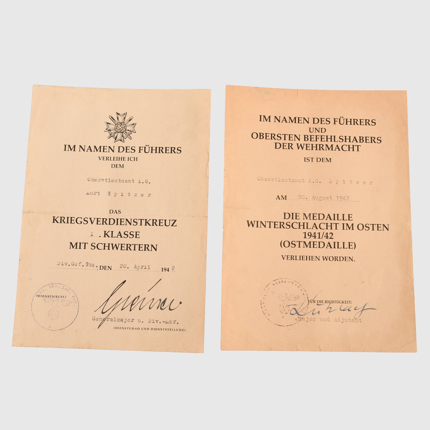German WWII Army General’s Paperwork Grouping