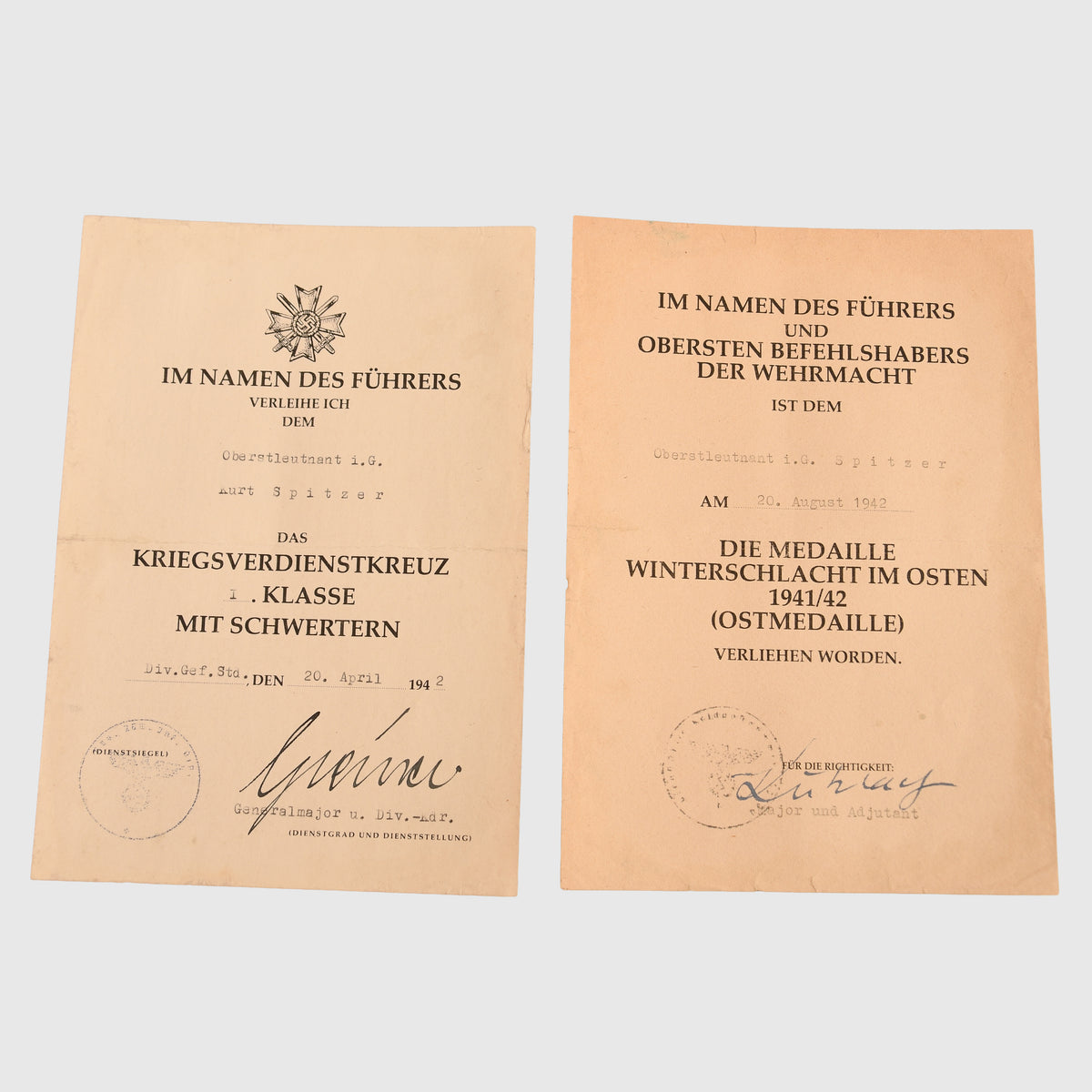 GERMAN WWII ARMY GENERAL’S PAPERWORK GROUPING – Regimentals Militaria ...