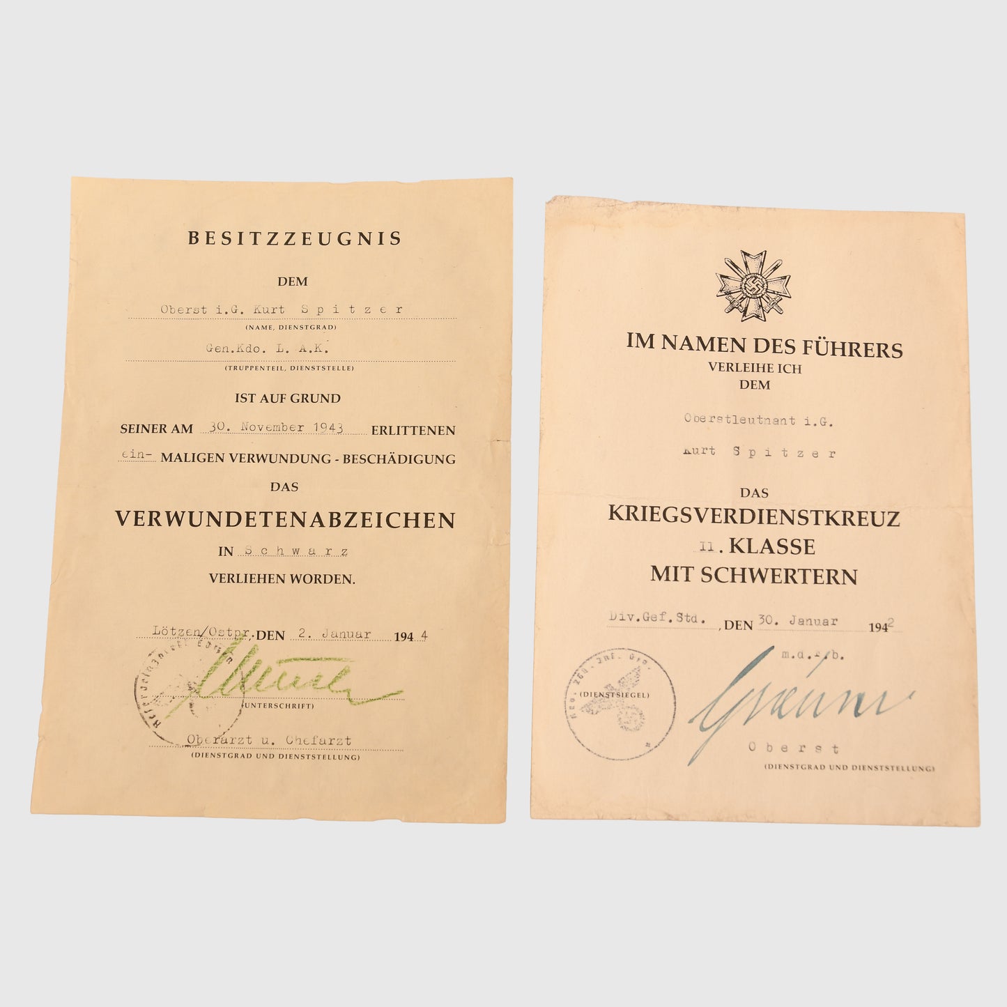 German WWII Army General’s Paperwork Grouping