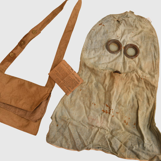 British WWI Hood Tube Gas Helmet with Bag and Instructions