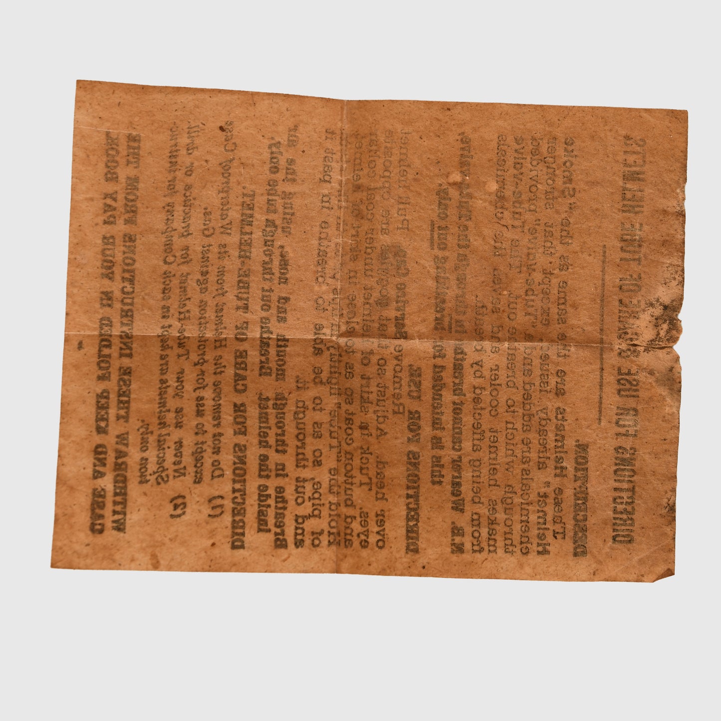 British WWI Hood Tube Gas Helmet with Bag and Instructions