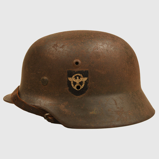 German WWII Police Double Decal M35 Large Size Combat Helmet