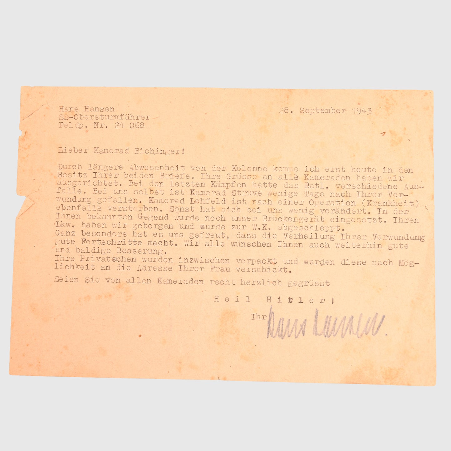 GERMAN WWII SS PAPERWORK GROUPING