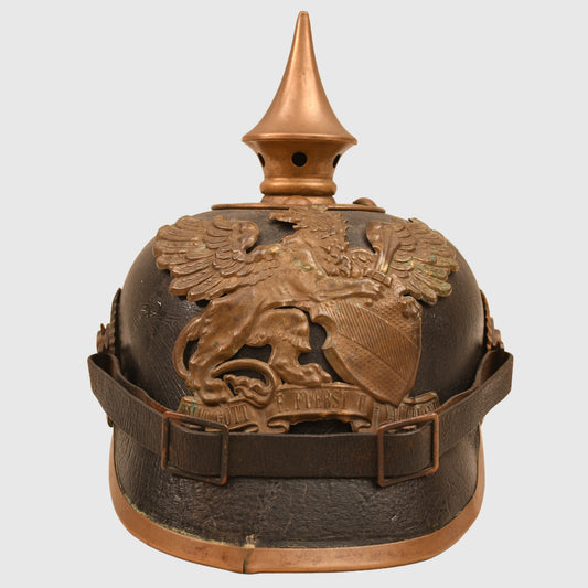 GERMAN WWI BADEN ENLISTED RANKS ALL LEATHER PICKELHAUBE