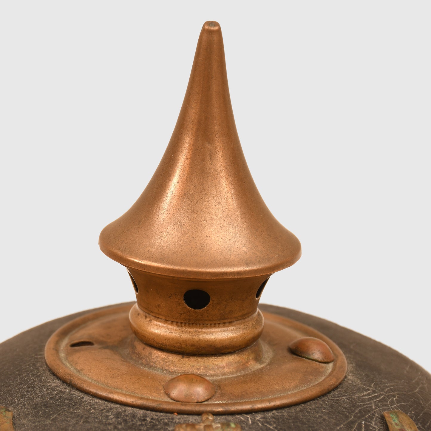 GERMAN WWI BADEN ENLISTED RANKS ALL LEATHER PICKELHAUBE