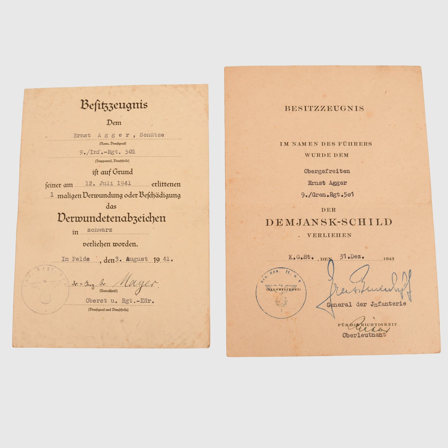 GERMAN WWII DEMJANSK SHIELD GROUPING