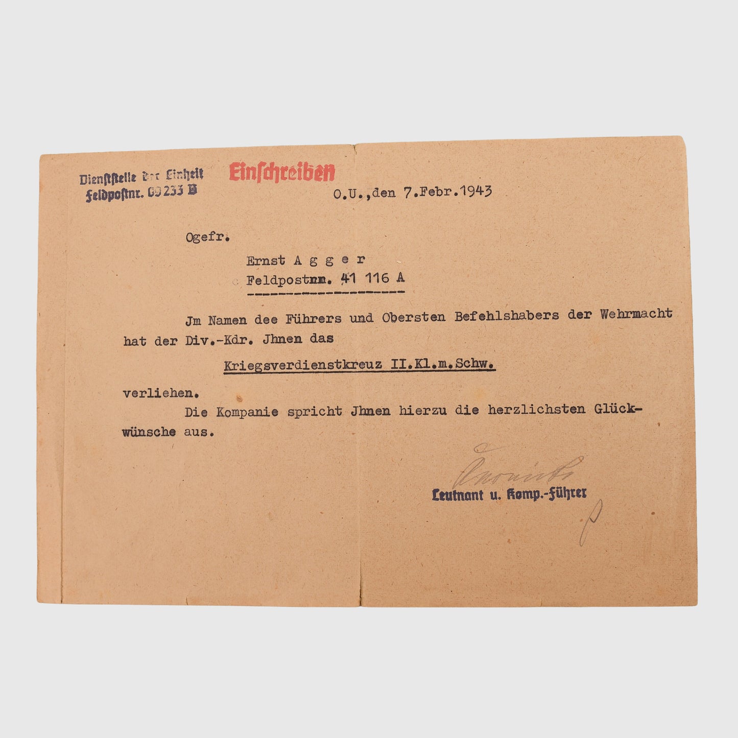 GERMAN WWII DEMJANSK SHIELD GROUPING