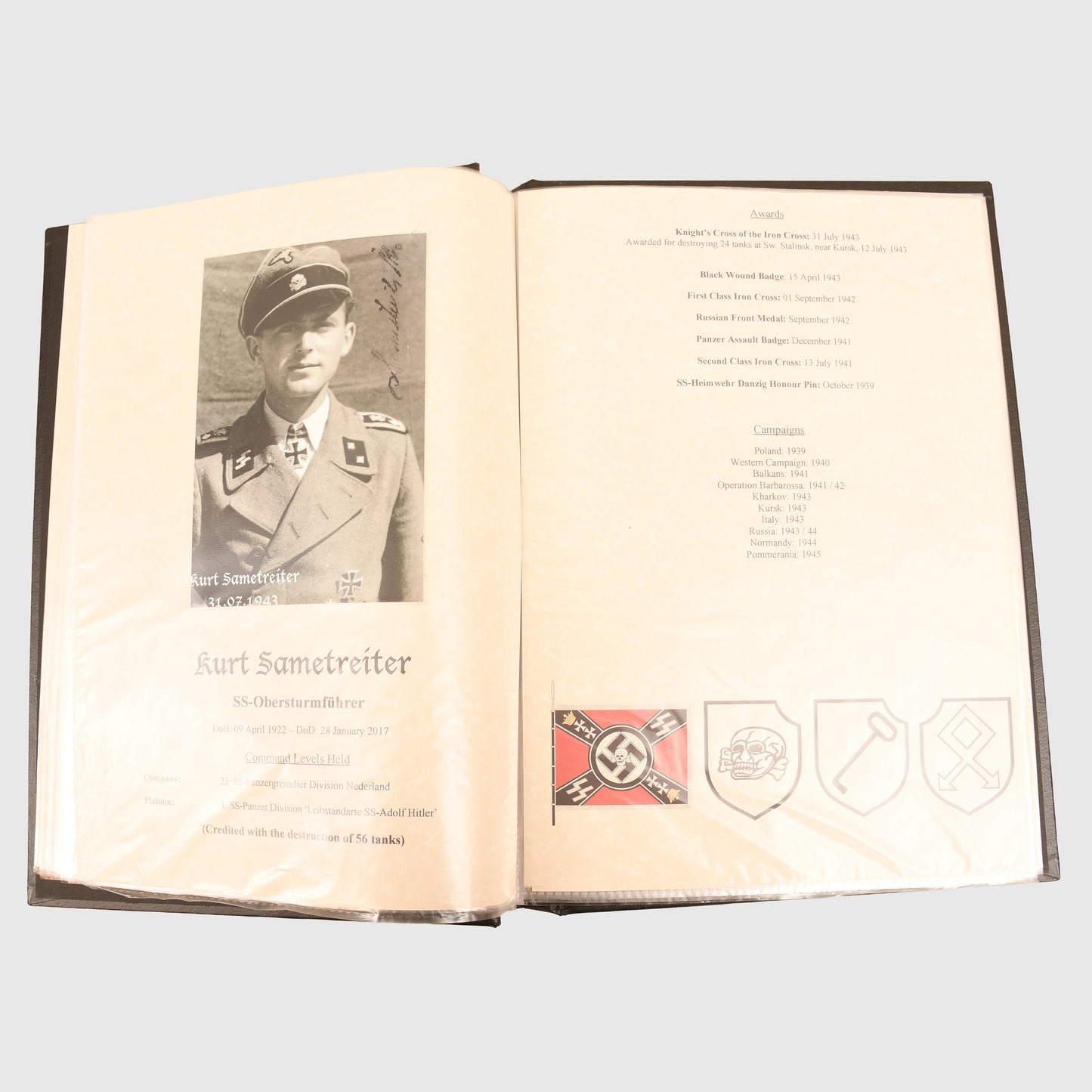 KNIGHTS CROSS HOLDERS OF THE SS SIGNATURE FOLDER
