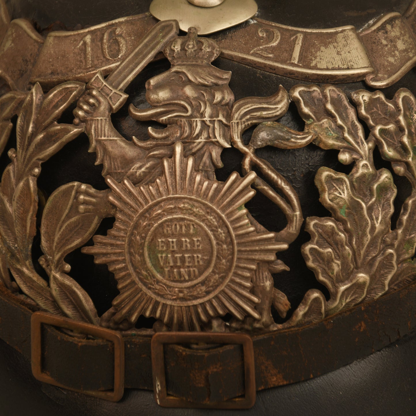 German WWI Hesse 115th Battle Damaged Pickelhaube