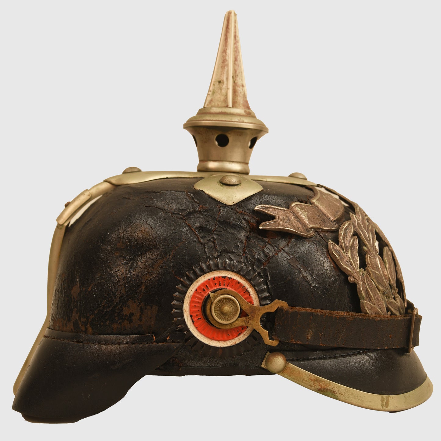 German WWI Hesse 115th Battle Damaged Pickelhaube