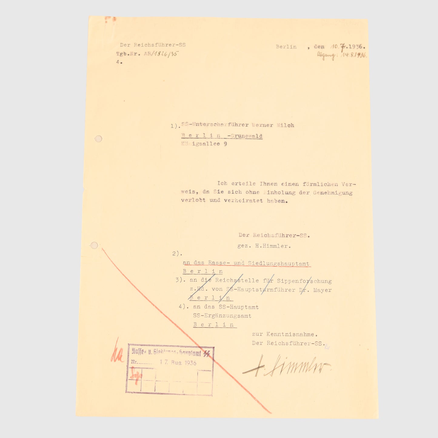 GERMAN WWII HEINRICH HIMMLER SIGNATURE