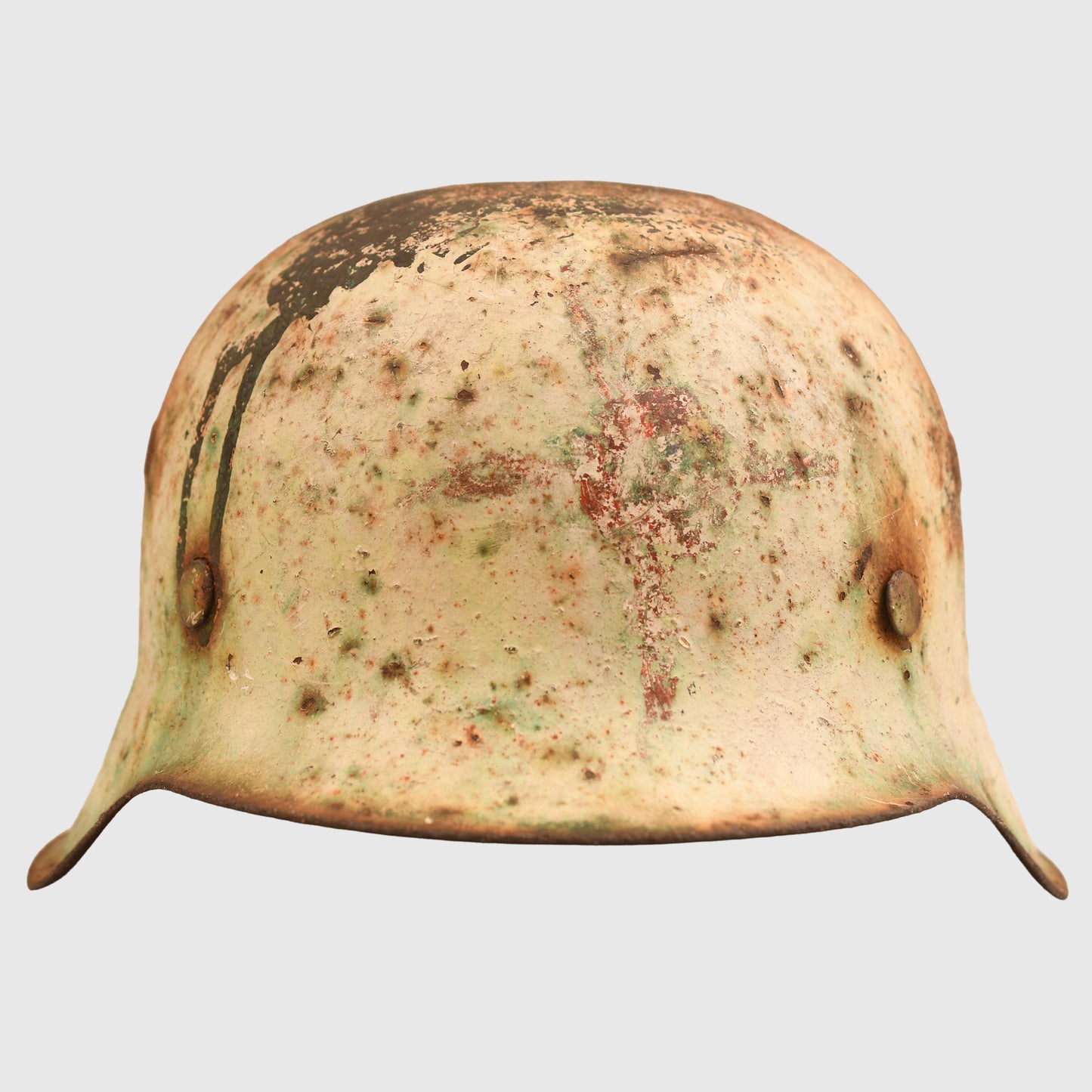 GERMAN WWII WHITE RED CROSS M.42 COMBAT HELMET - BARN STORED