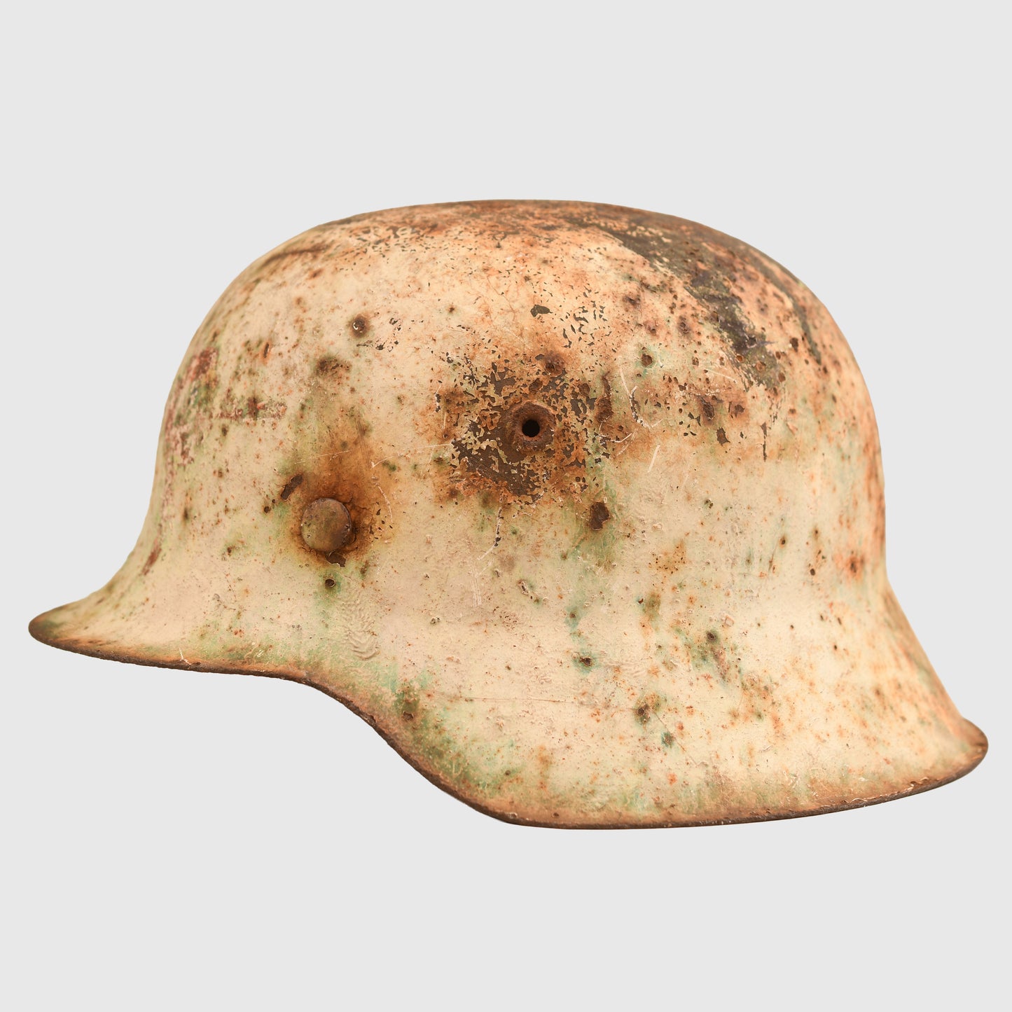 GERMAN WWII WHITE RED CROSS M.42 COMBAT HELMET - BARN STORED