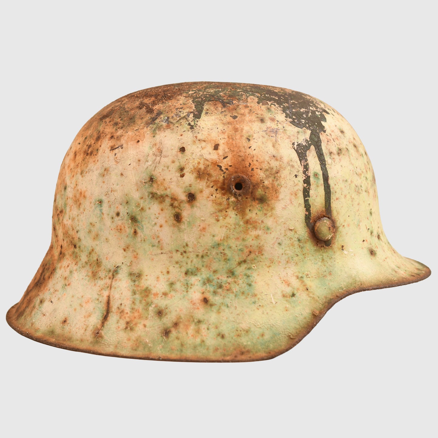 GERMAN WWII WHITE RED CROSS M.42 COMBAT HELMET - BARN STORED