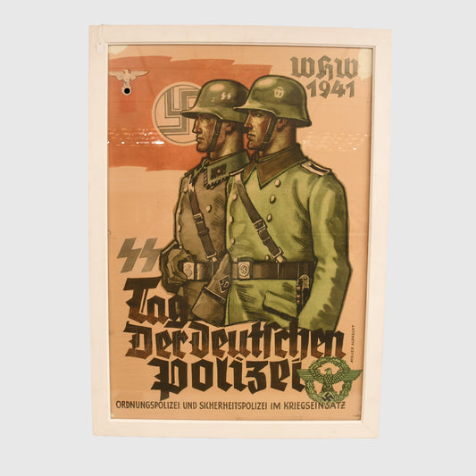 GERMAN WWII WAFFEN SS POLICE WINTER HELP WORK POSTER