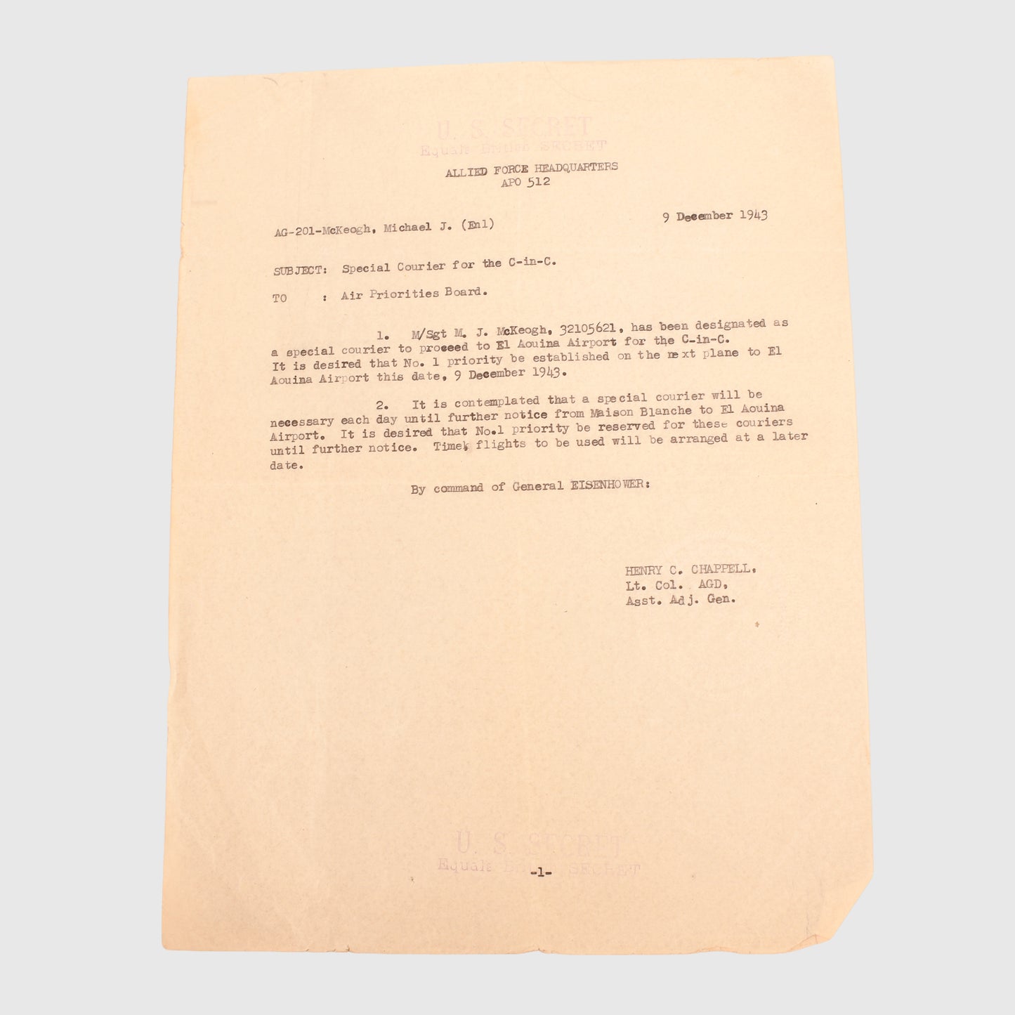 US WWII GENERAL EISENHOWER AIDE GROUPING