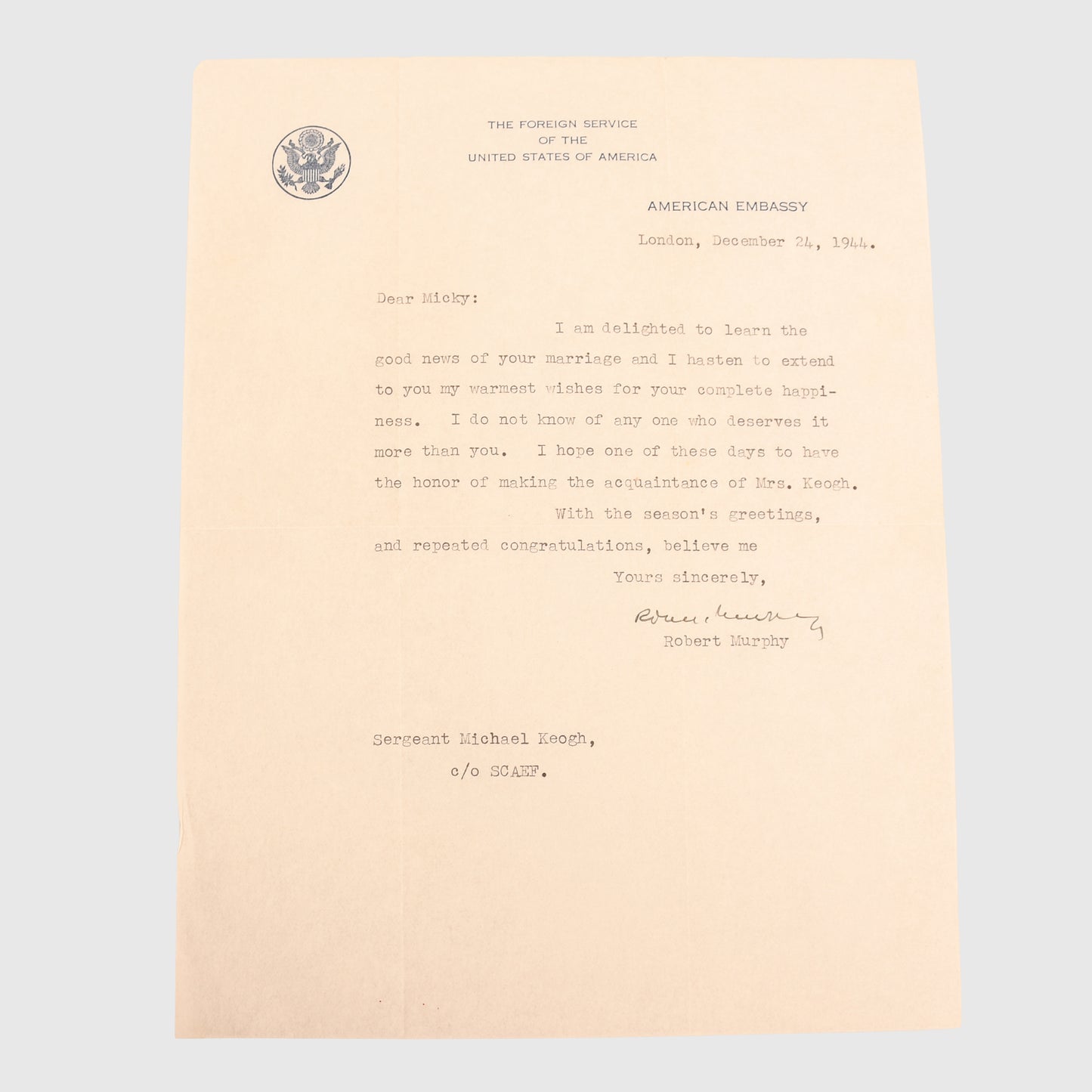 US WWII GENERAL EISENHOWER AIDE GROUPING
