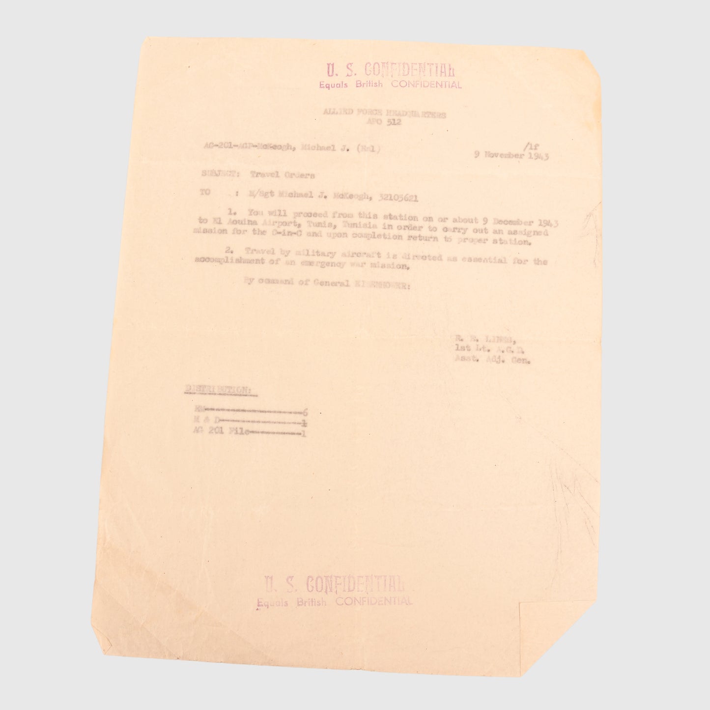 US WWII GENERAL EISENHOWER AIDE GROUPING