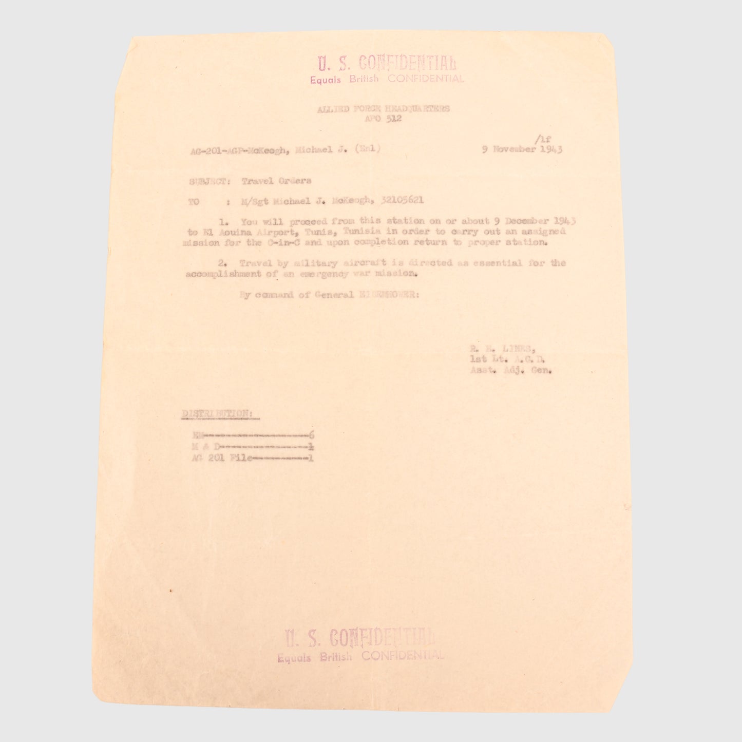 US WWII GENERAL EISENHOWER AIDE GROUPING