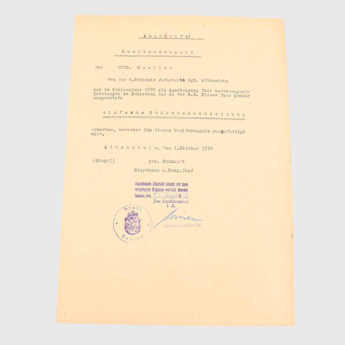 GERMAN WWII ANTI PARTISAN BADGE IN BRONZE CITATION GROUPING