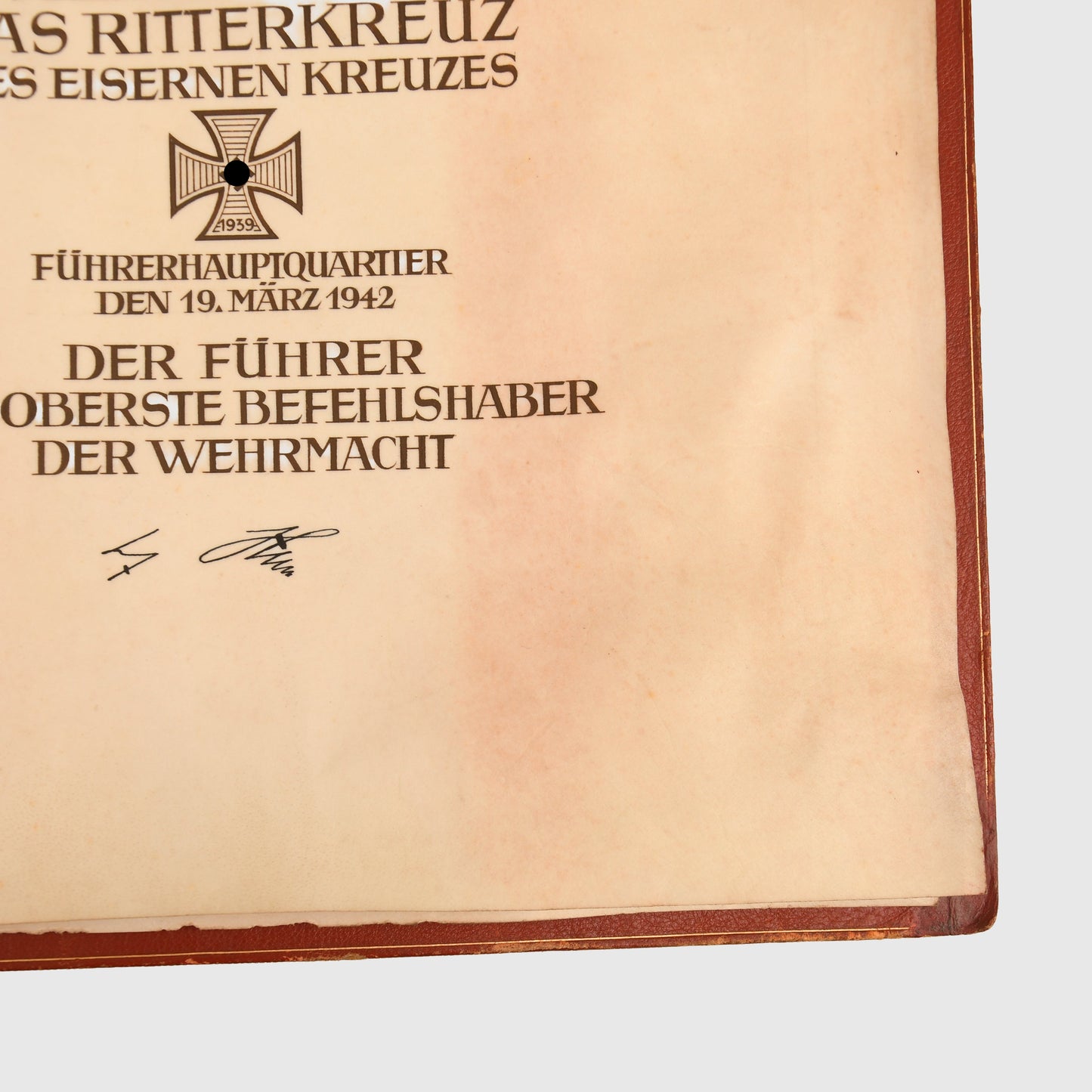 GERMAN WWII KNIGHTS CROSS CITATION WITH FOLDER