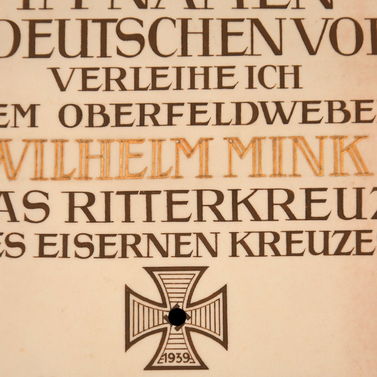 GERMAN WWII KNIGHTS CROSS CITATION WITH FOLDER