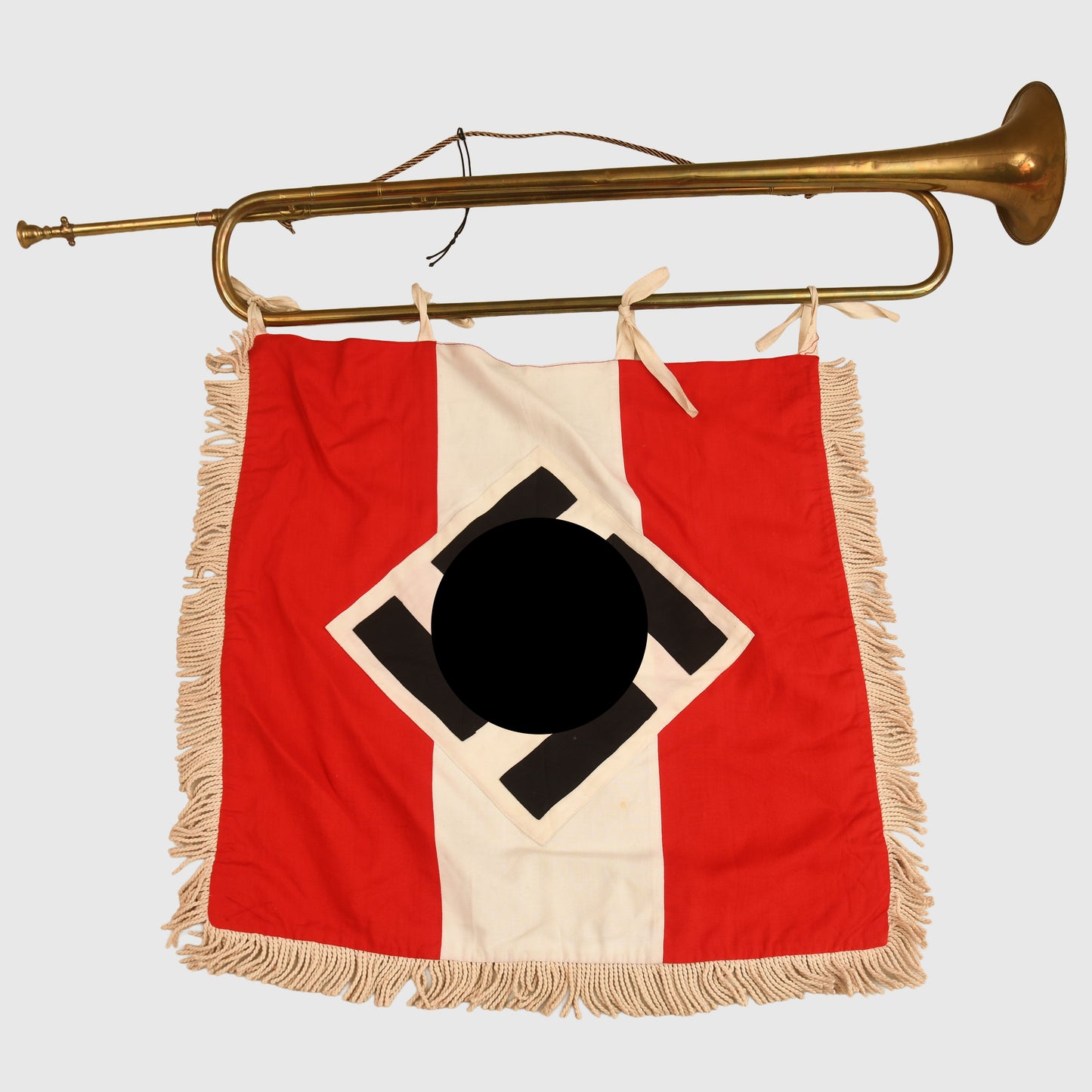 GERMAN WWII HITLER YOUTH TRUMPET BANNER