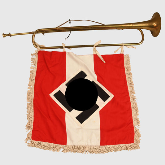 GERMAN WWII HITLER YOUTH TRUMPET BANNER
