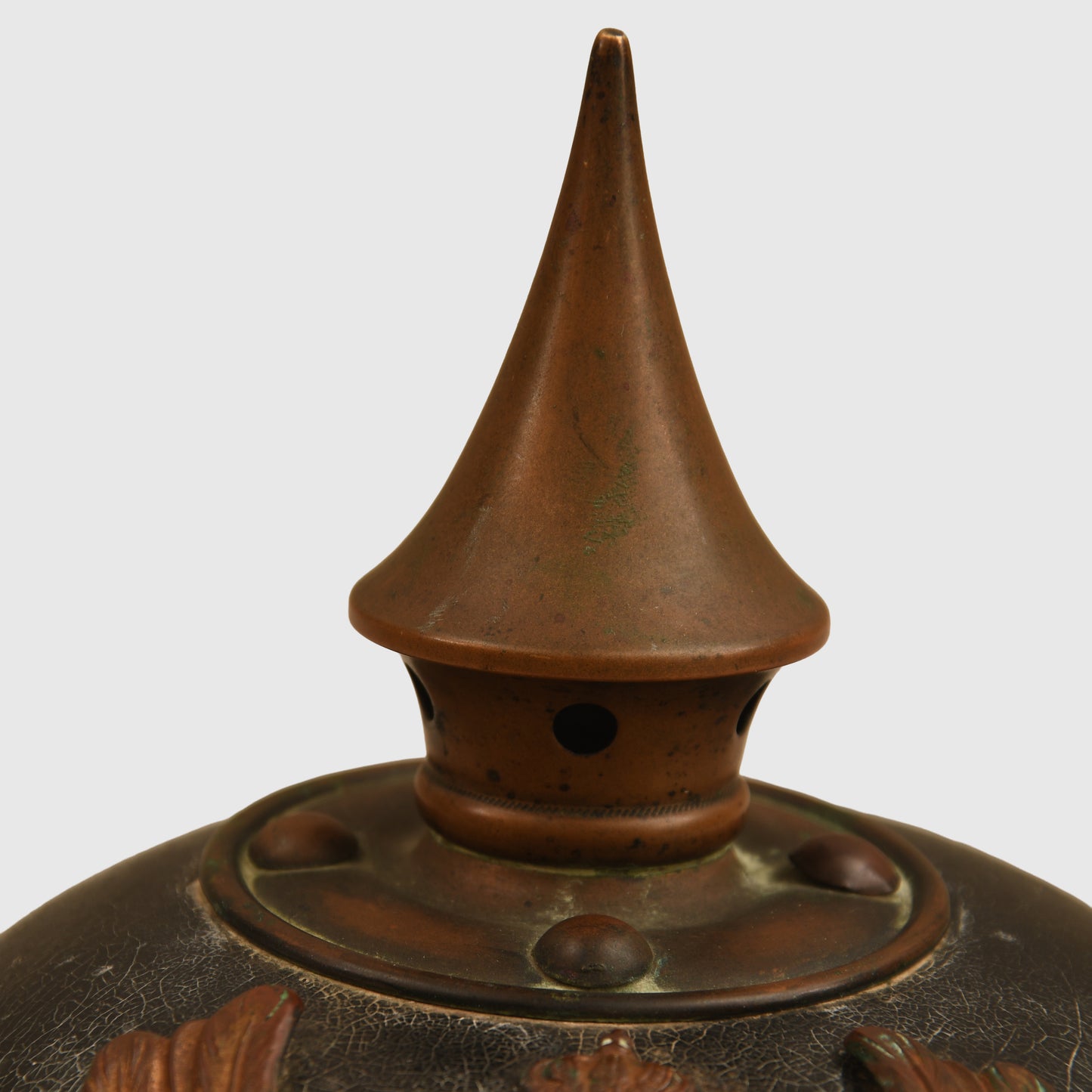 GERMAN WWI THURINGEN INFANTRY REGIMENT 95 ENLISTED MANS PICKELHAUBE - BATTLE DAMAGED