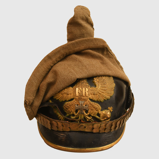 German WWI Prussian Foot Artillery Reserve Officers Helmet with Cover