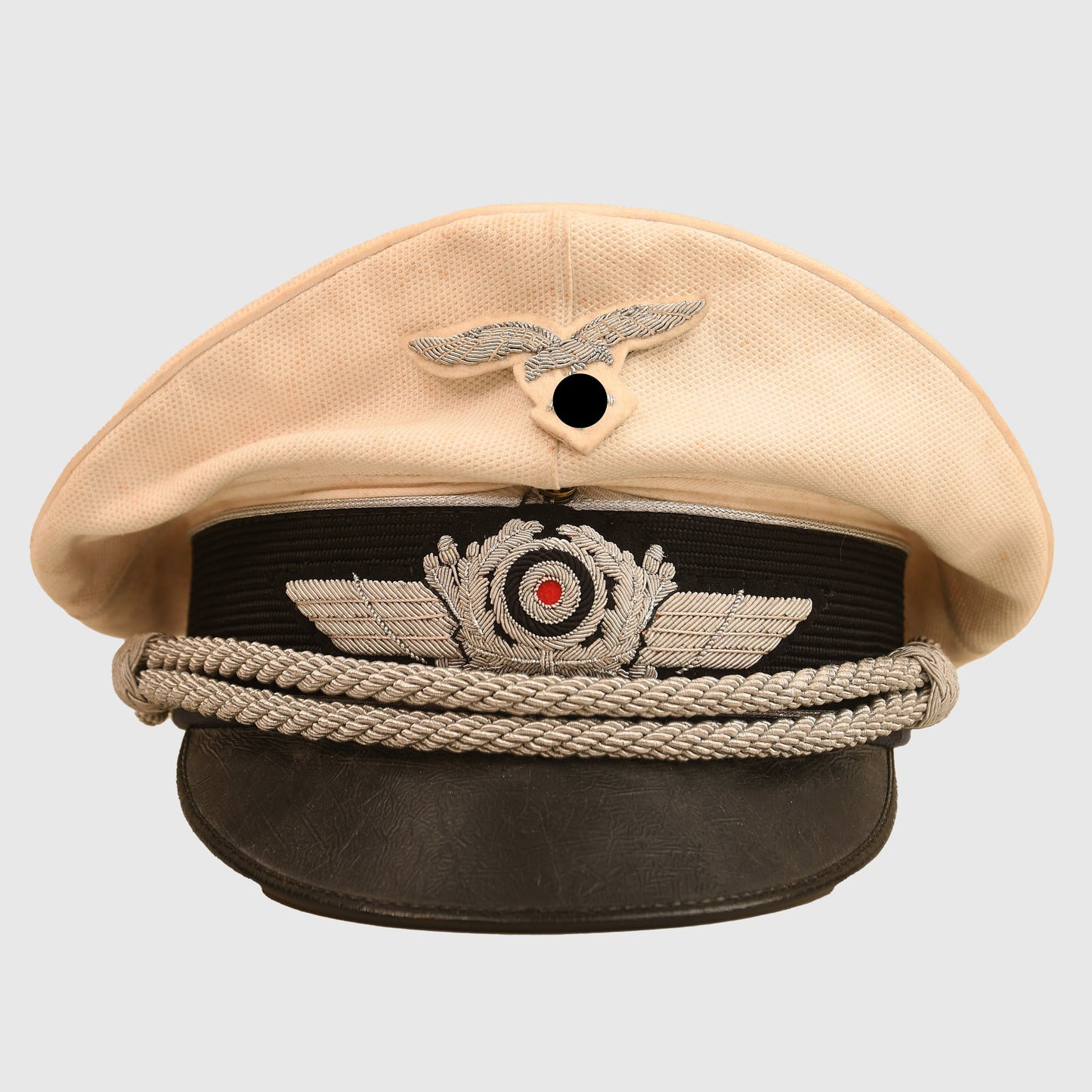 German WWII Luftwaffe Officers Visor Cap, White and Blue Covers