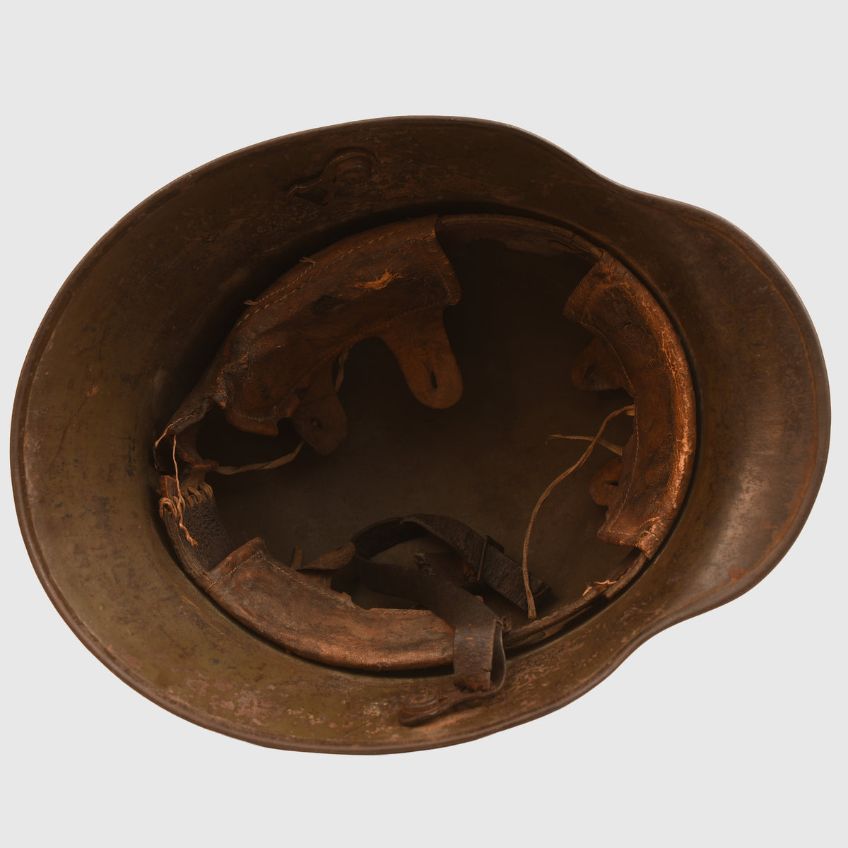 GERMAN WWI M.16 CAMOUFLAGE TRENCH HELMET WITH PARTIAL CHINSTRAP