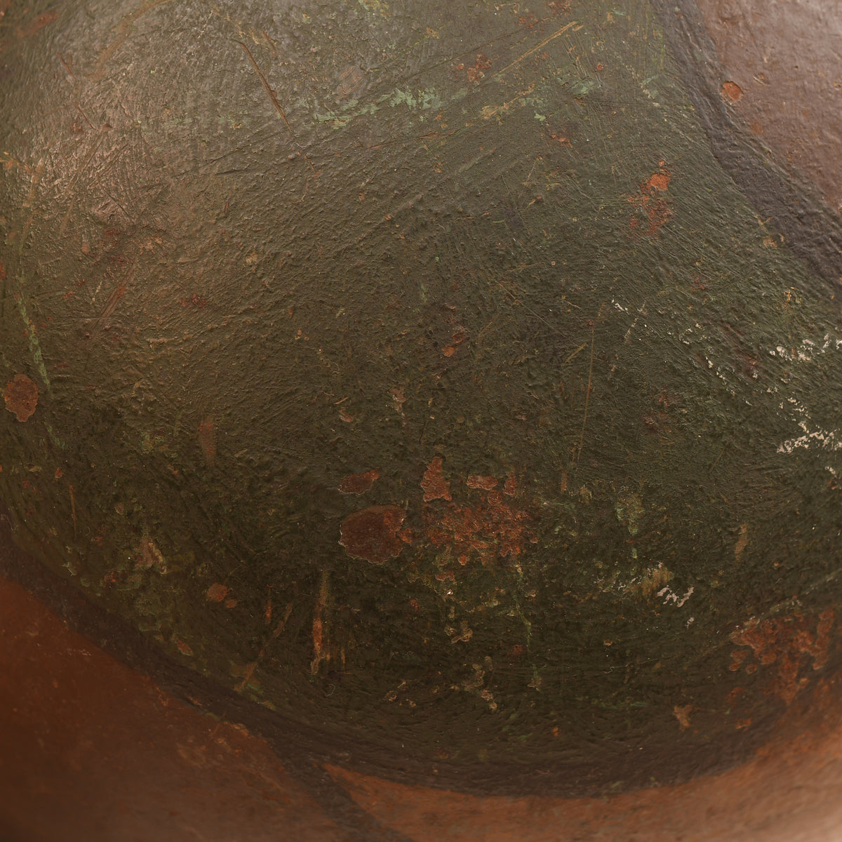 GERMAN WWI M.17 CAMOUFLAGE HELMET - COMPLETE WITH LINER AND THE RARE CHINSTRAP
