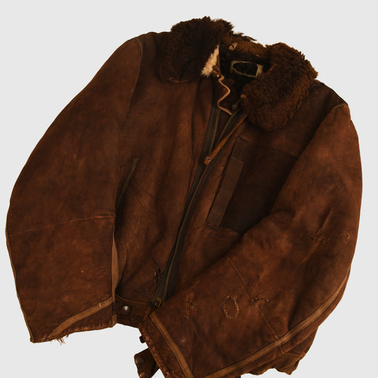 German WWII Luftwaffe Brown Sheepskin Flying Jacket