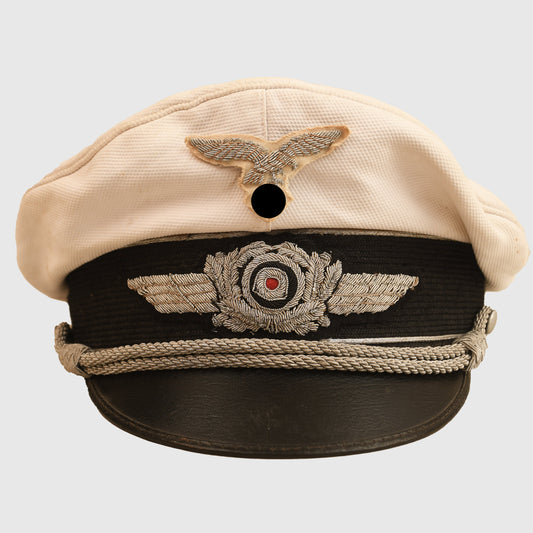 German WWII Luftwaffe Officer’s White Top Visor Cap