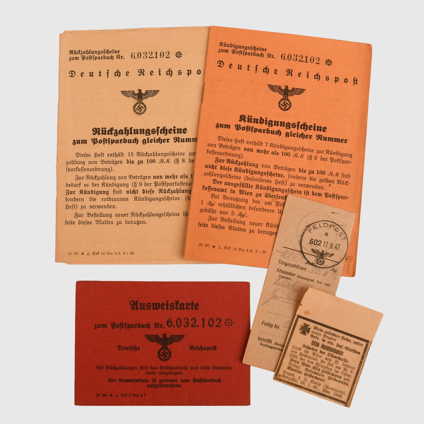German WWII Grossdeutschland Paperwork Grouping