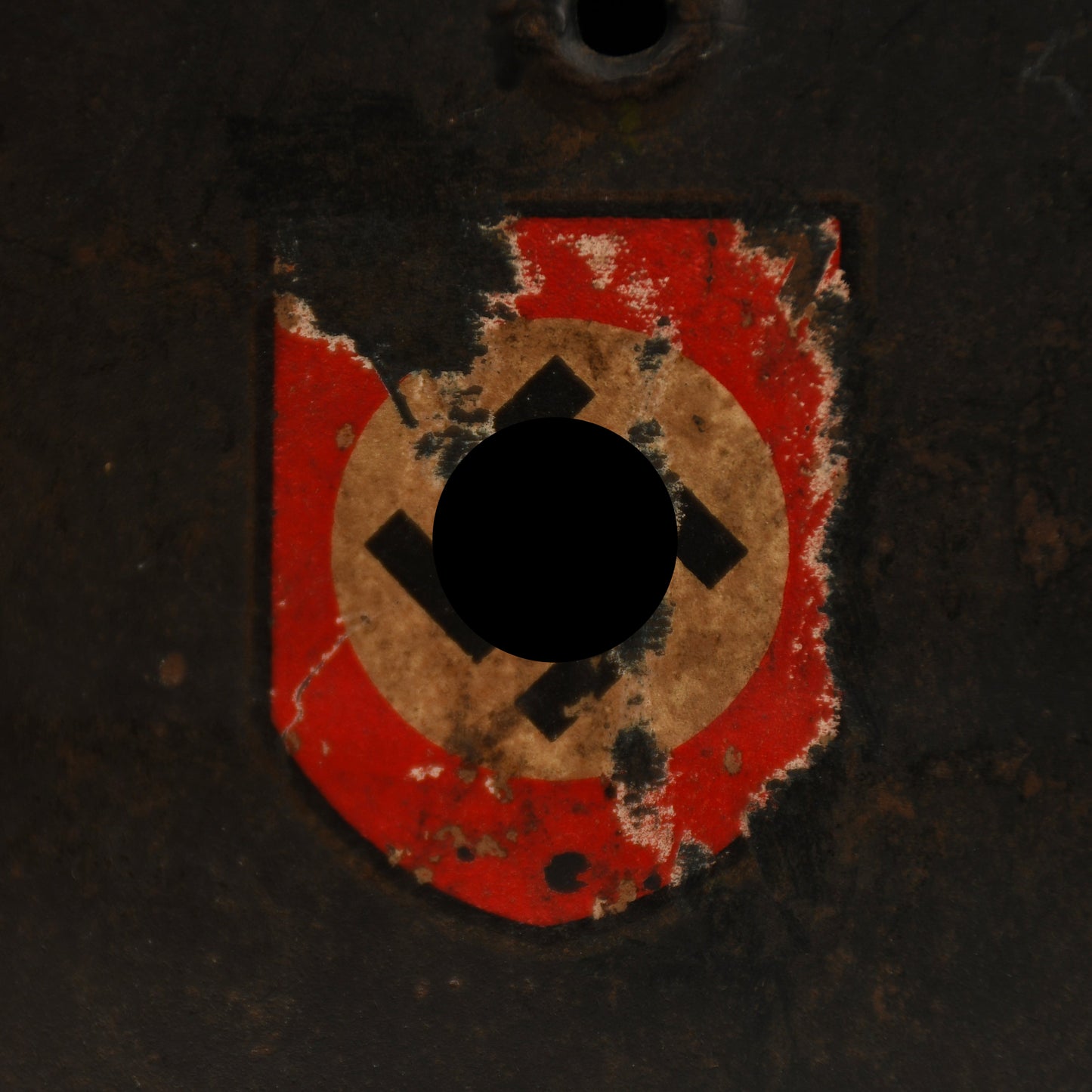 GERMAN WWII POLICE M.40 BEADED DOUBLE DECAL SEMI COMBAT HELMET WITH NON BORDERED DECAL