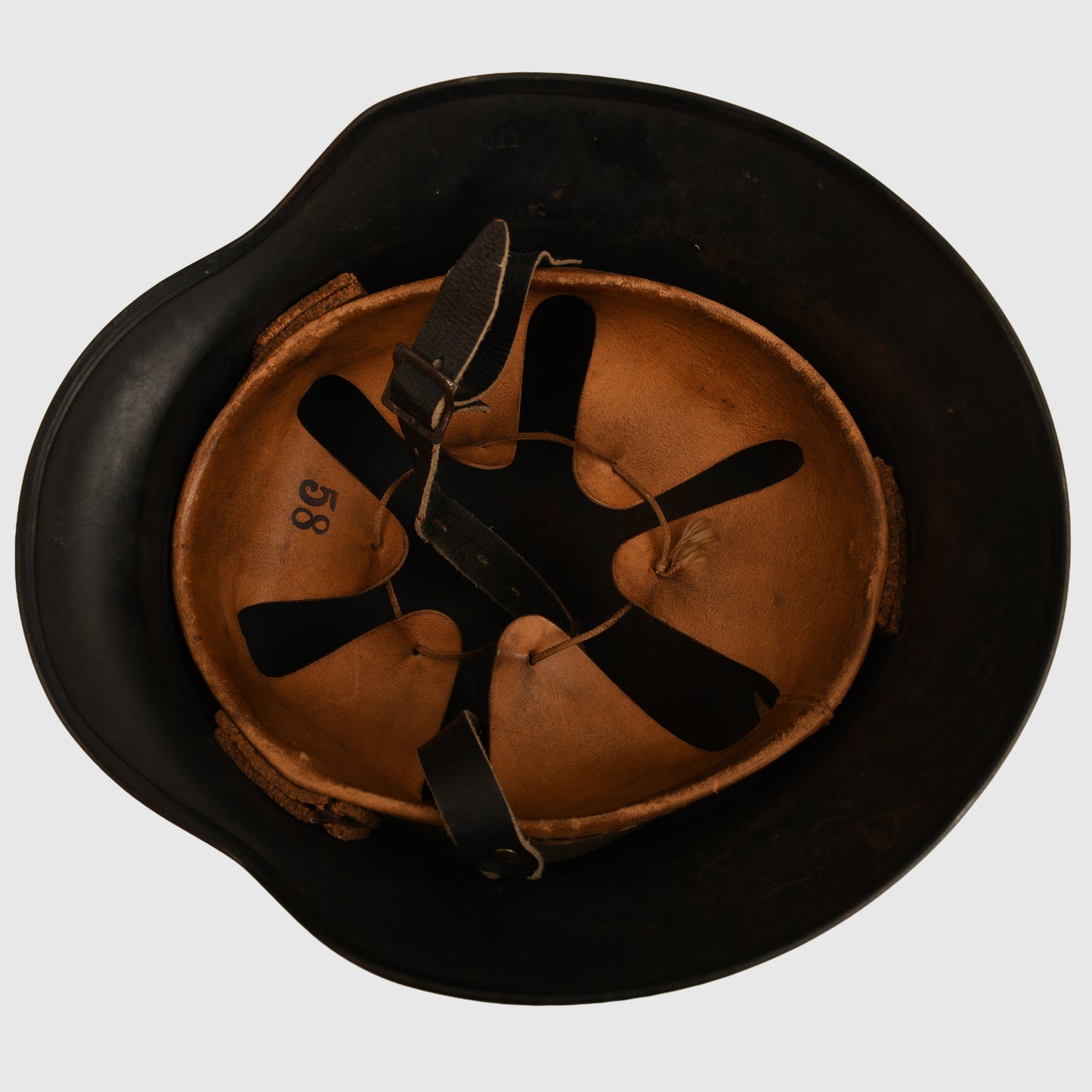 GERMAN WWII POLICE M.40 BEADED DOUBLE DECAL SEMI COMBAT HELMET WITH NON BORDERED DECAL