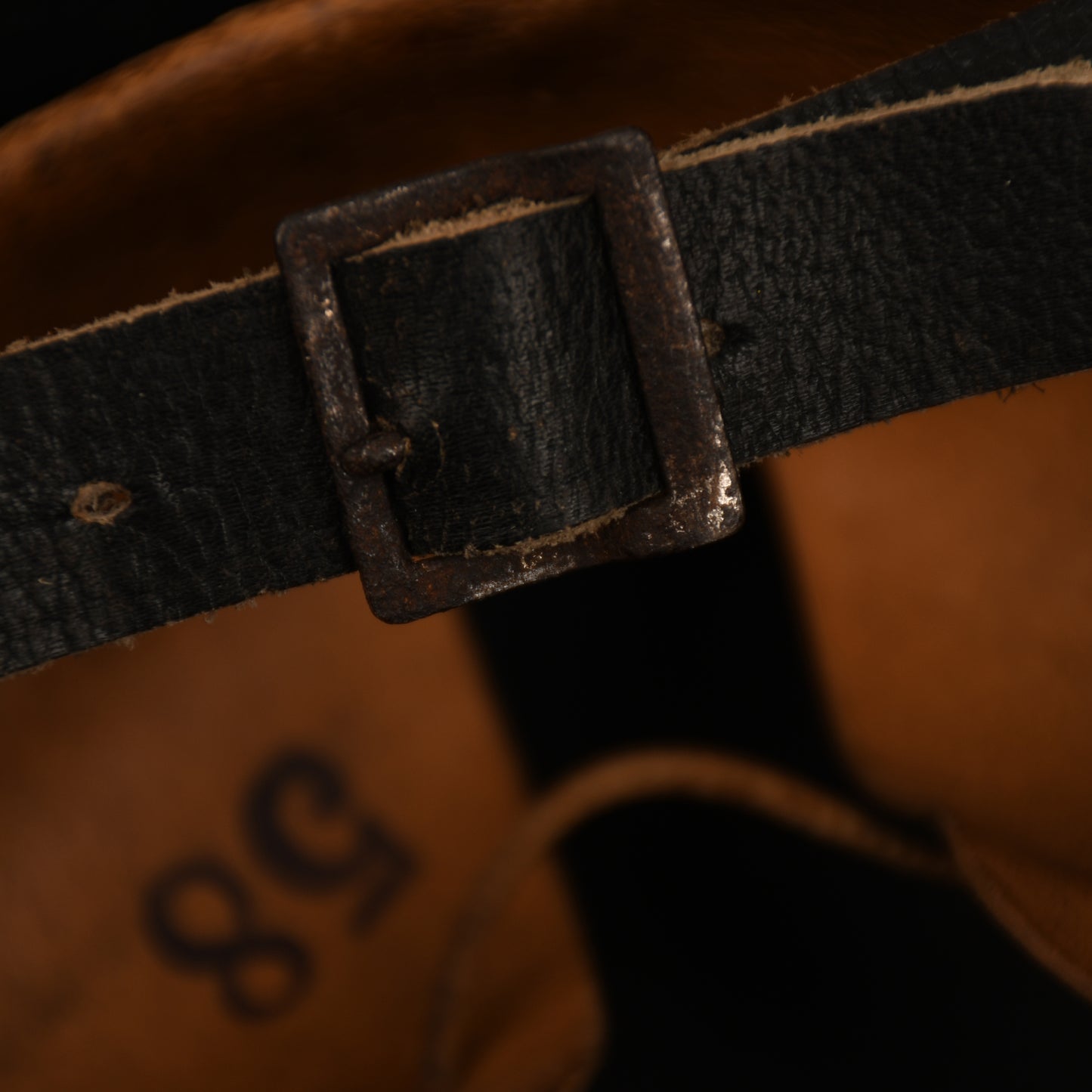 GERMAN WWII POLICE M.40 BEADED DOUBLE DECAL SEMI COMBAT HELMET WITH NON BORDERED DECAL