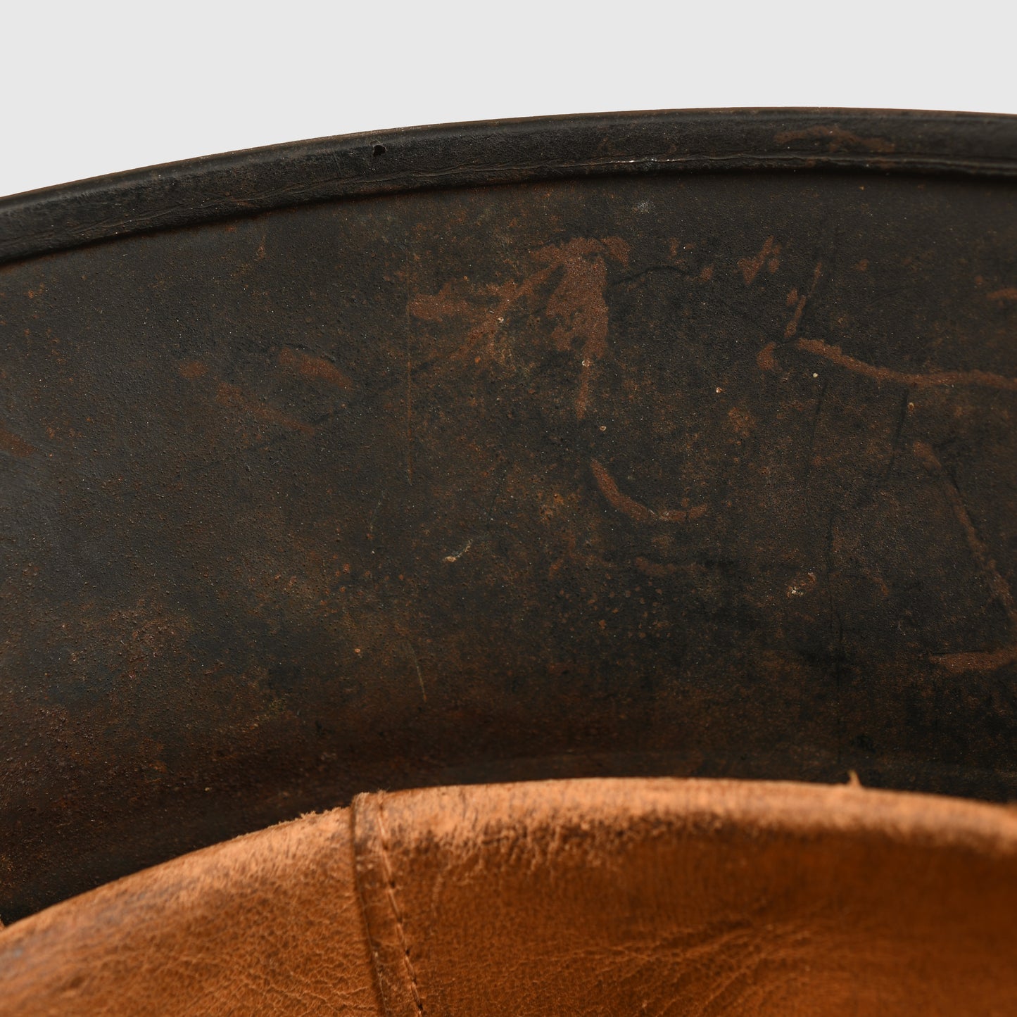 GERMAN WWII POLICE M.40 BEADED DOUBLE DECAL SEMI COMBAT HELMET WITH NON BORDERED DECAL