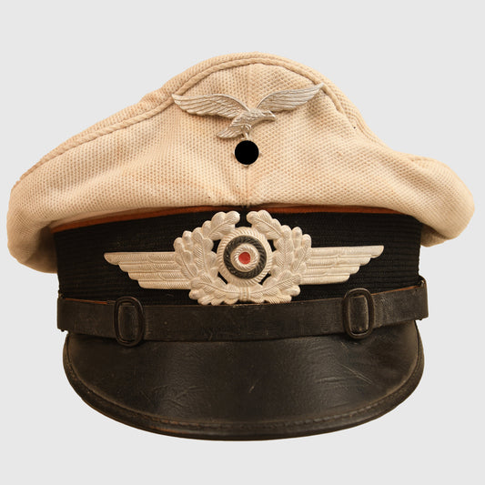 German WWII Luftwaffe Signals White Top Enlisted Man’s/NCO Visor Cap