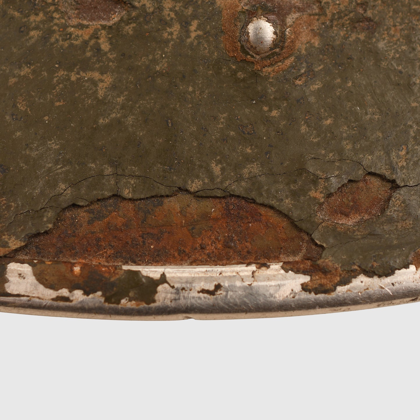 BRITISH WWII 9TH ROYAL FUSILIERS ITALIAN CAMPAIGN BATTLE DAMAGED BRODIE HELMET