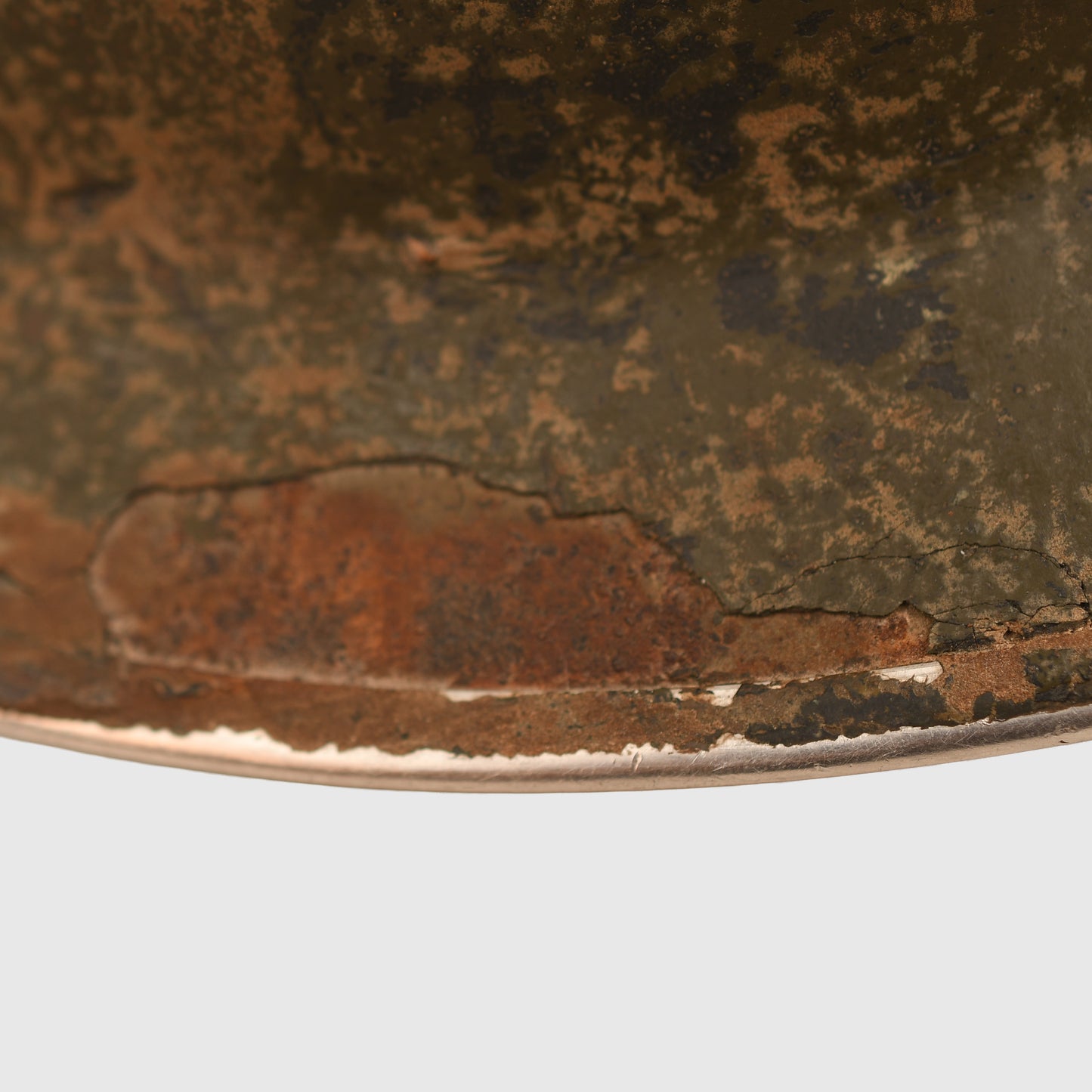 BRITISH WWII 9TH ROYAL FUSILIERS ITALIAN CAMPAIGN BATTLE DAMAGED BRODIE HELMET