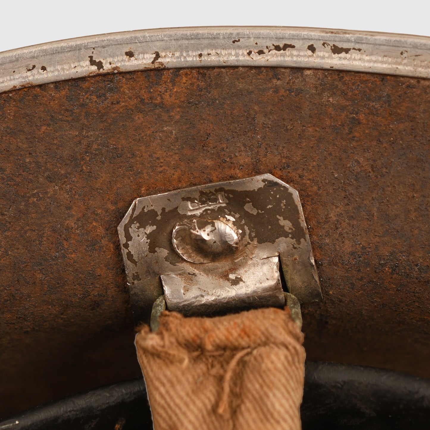 BRITISH WWII 9TH ROYAL FUSILIERS ITALIAN CAMPAIGN BATTLE DAMAGED BRODIE HELMET