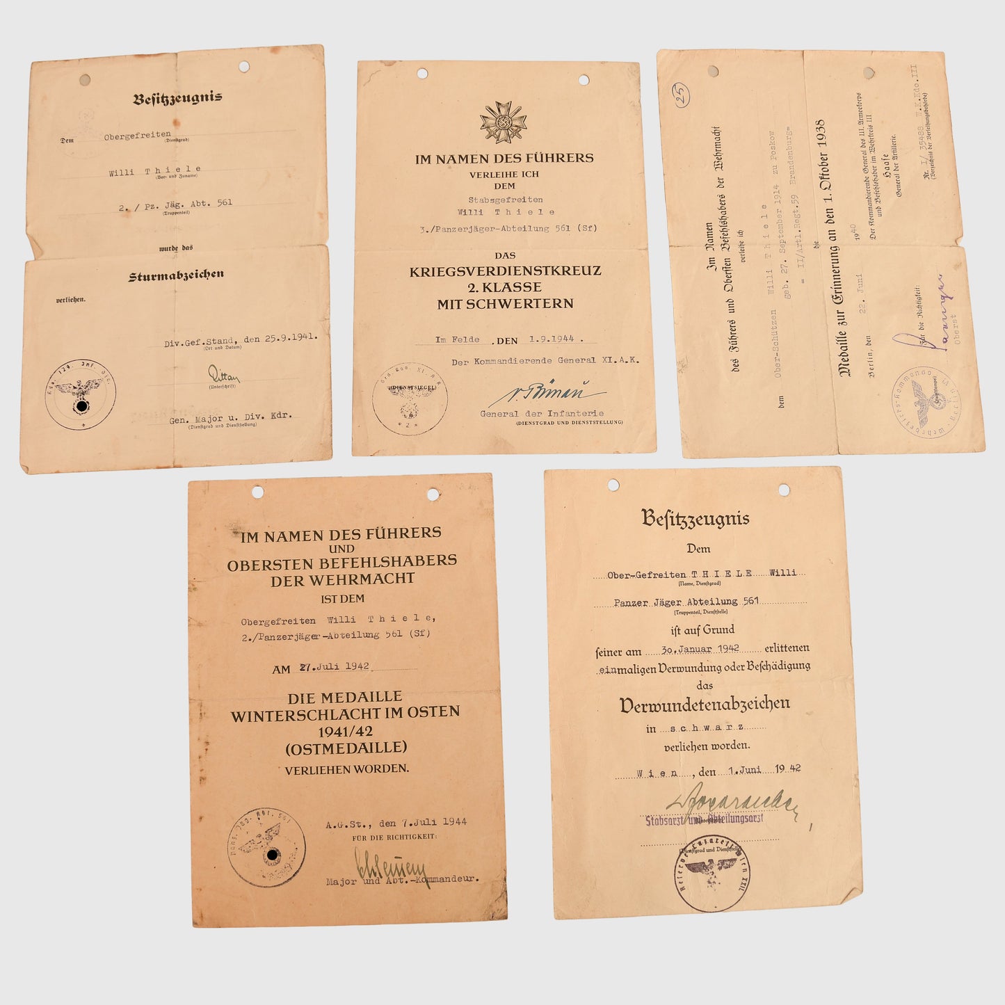 German WWII Grossdeutschland Paperwork Grouping
