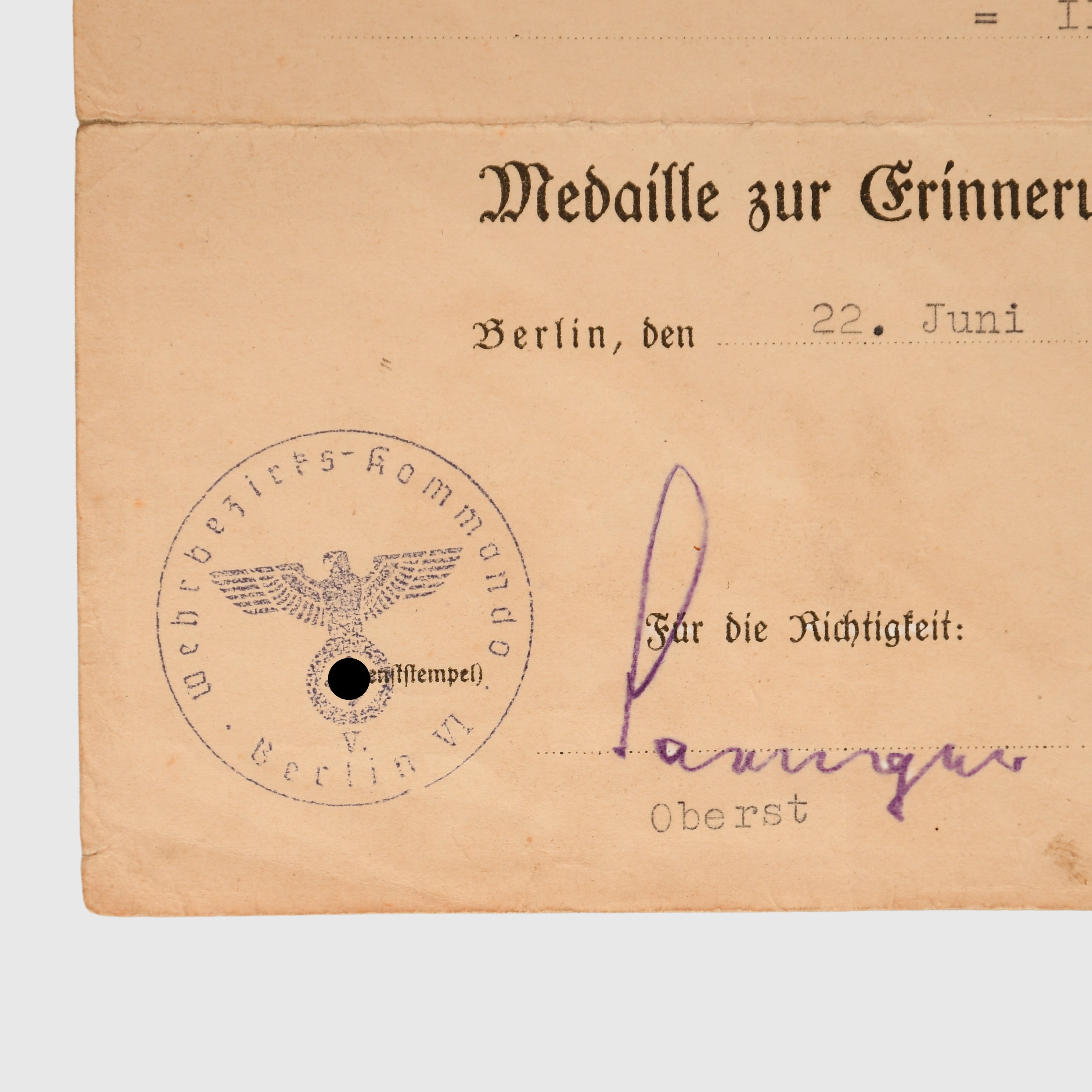 GERMAN WWII GROSSDEUTSCHLAND PAPERWORK GROUPING – Regimentals