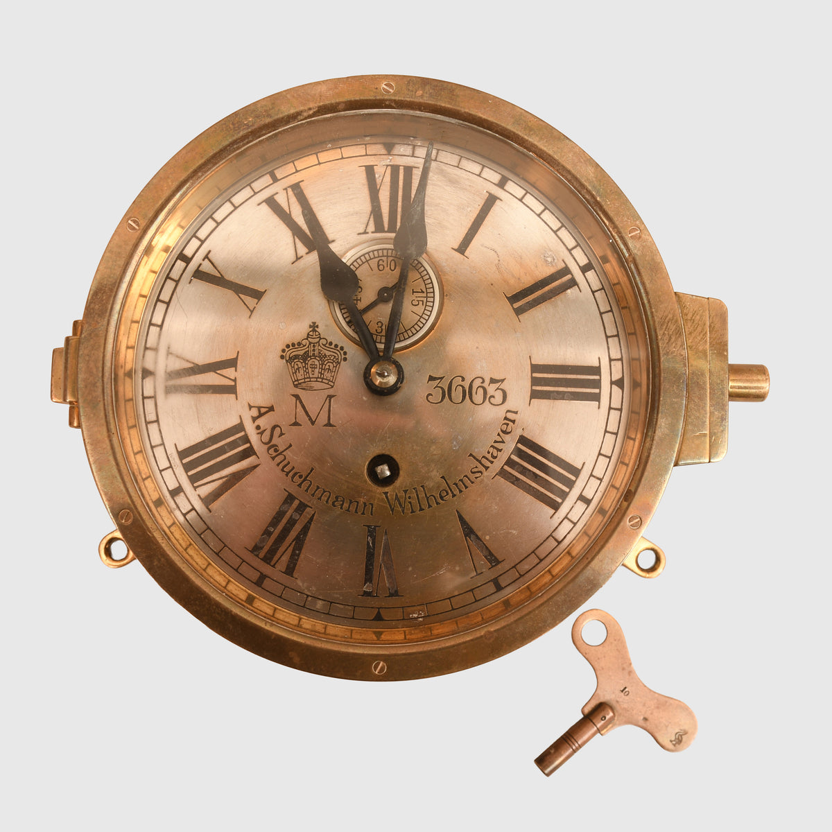 GERMAN WWI IMPERIAL NAVAL SHIPS DECK BULKHEAD CLOCK