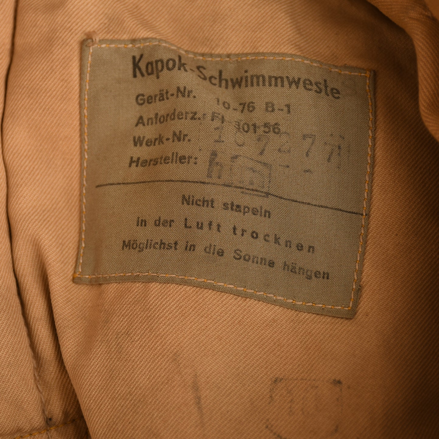 GERMAN WWII LUFTWAFFE KAPOK LIFE VEST