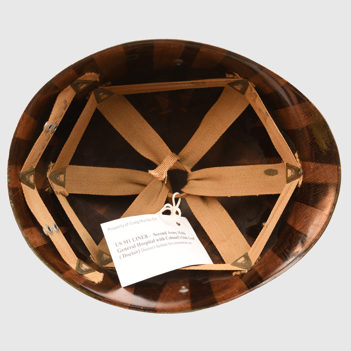 US WWII M1 HELMET LINER IDENTIFIED