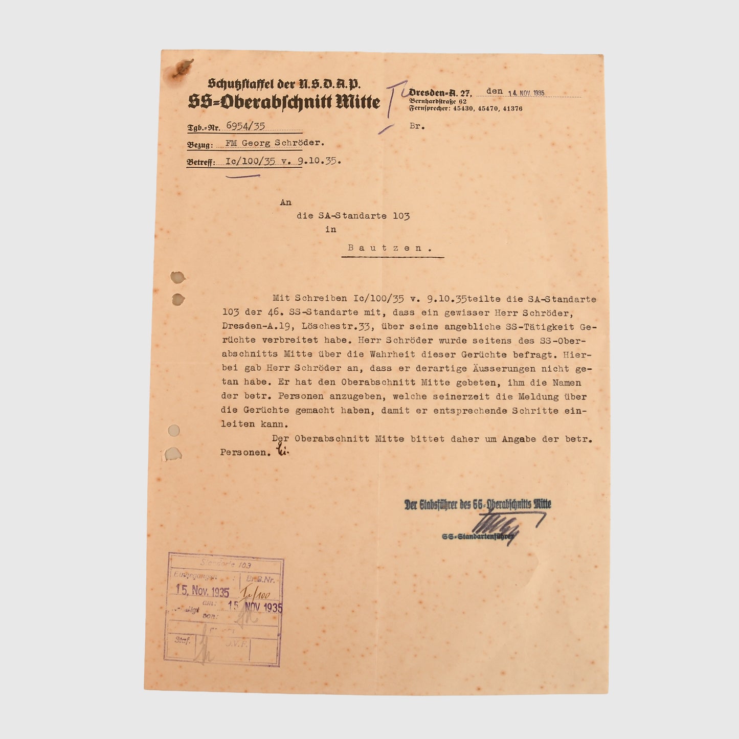 German WWII SS Obersturmbannführer Karl Schulz Document Grouping